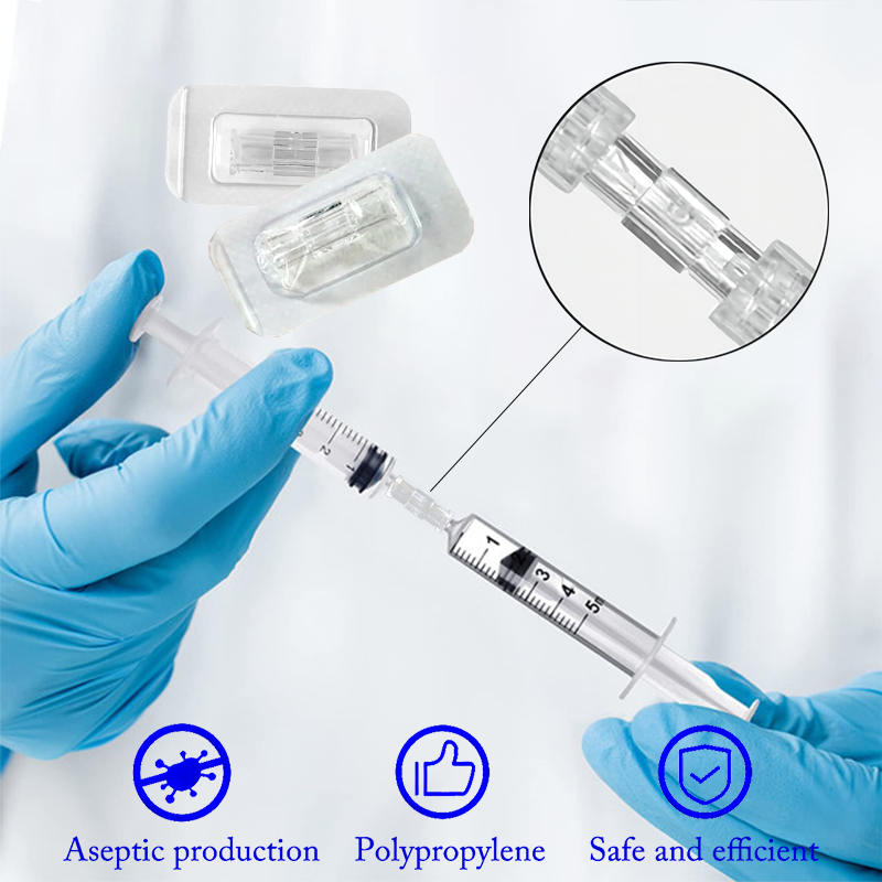 Sterile PP high-quality syringe connection device, Ruhr lock leak proof infusion consumables external thread double plug adapter