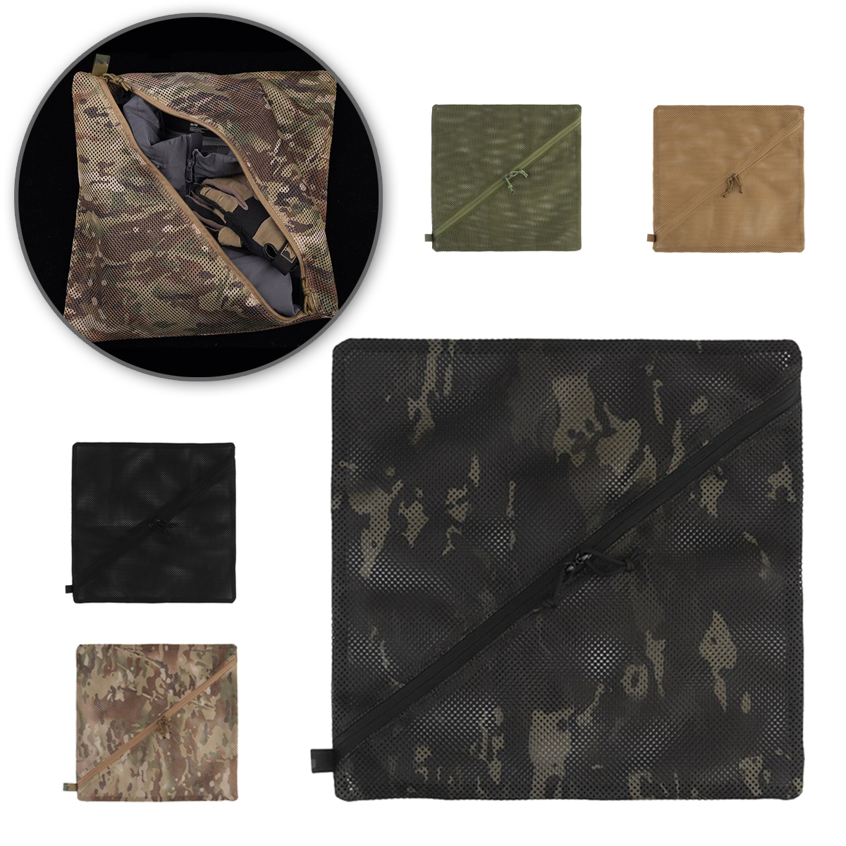 16*16 Inch Tactical Storage Mesh Bag Portable Camouflage Storage Bag Outdoor Hunting Camping Clothing Accessories Storage Bag