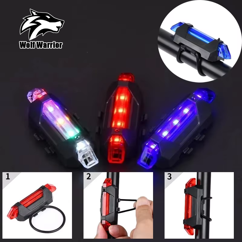 Rechargeable LED Bicycle Tail Light Mountain bike safety warning front and rear Flashing Lamp Waterproof night riding accessory