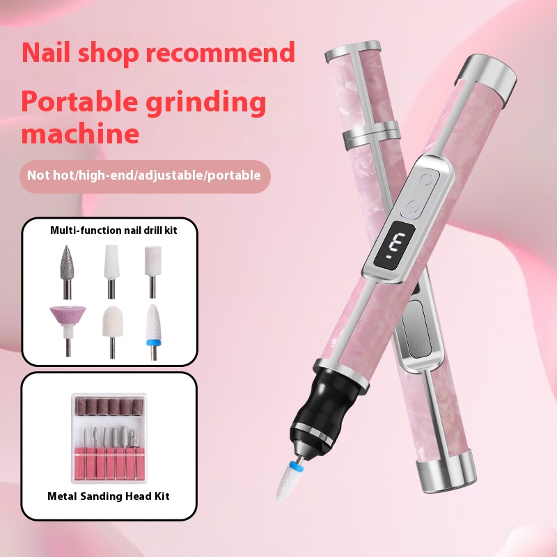 CNHIDS Cordless Nail Drill Polish Machine Portable Pedicure Kit with LED Light for At Home Nail Art Trimmer and Buffer