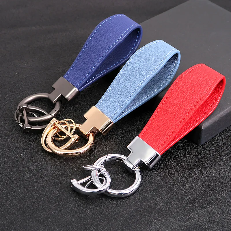 Laser Engrave Lamb Pattern Leather Keychain for Men and Women Vintage Personalize Car Logo Key Chains Custom Name Keyring Gift