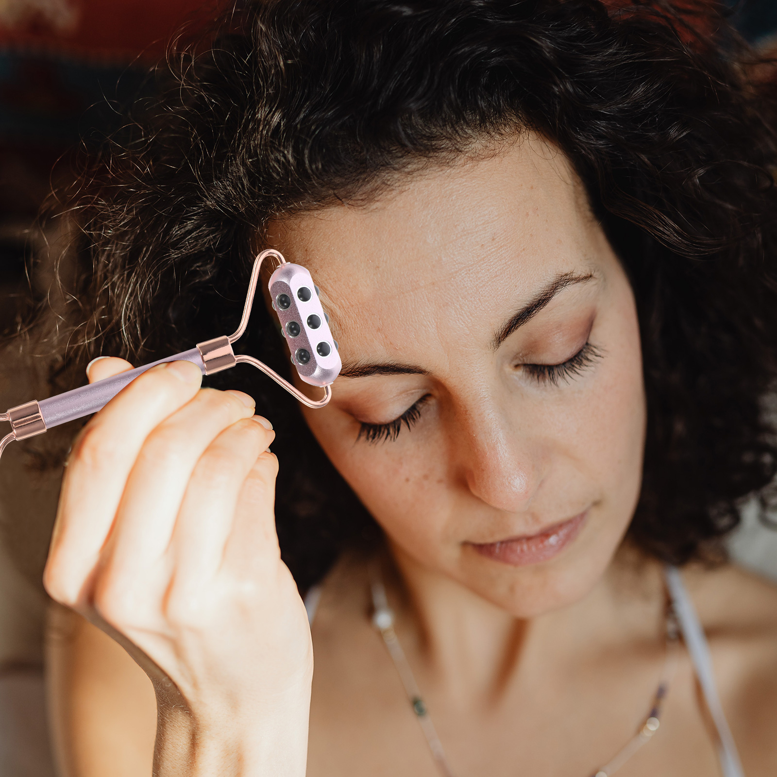 Facial Mask Brush Beauty Stick Anti Aging Face Roller Massager Skin Care Tool Negative Ionsstone Forehead Cheek Eyelid Neck Body