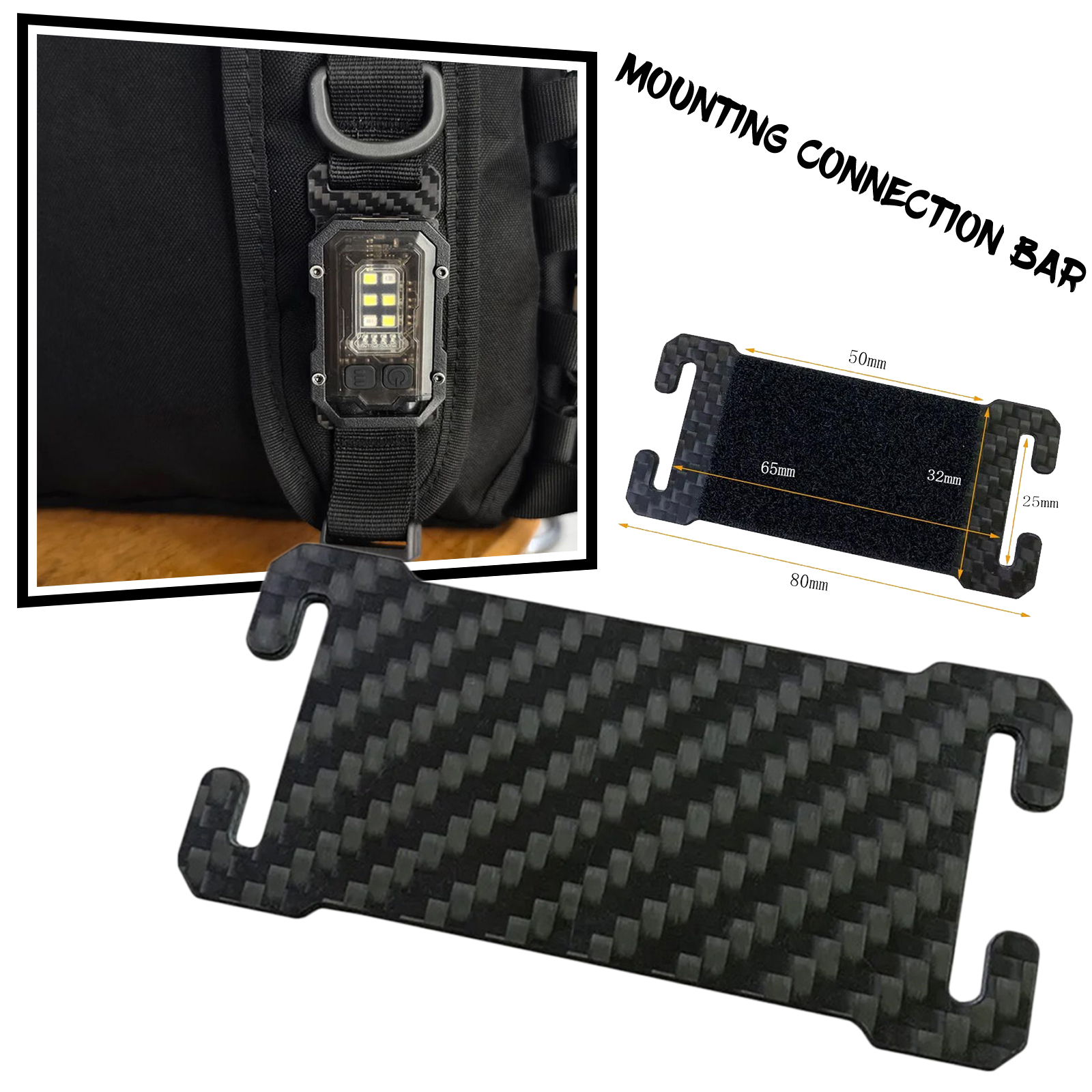 Tactical Molle Patches Panel Carbon Fiber Molle Patches Panel Display Holder Backpack Gear for Outdoor Hunting Camping Adventure