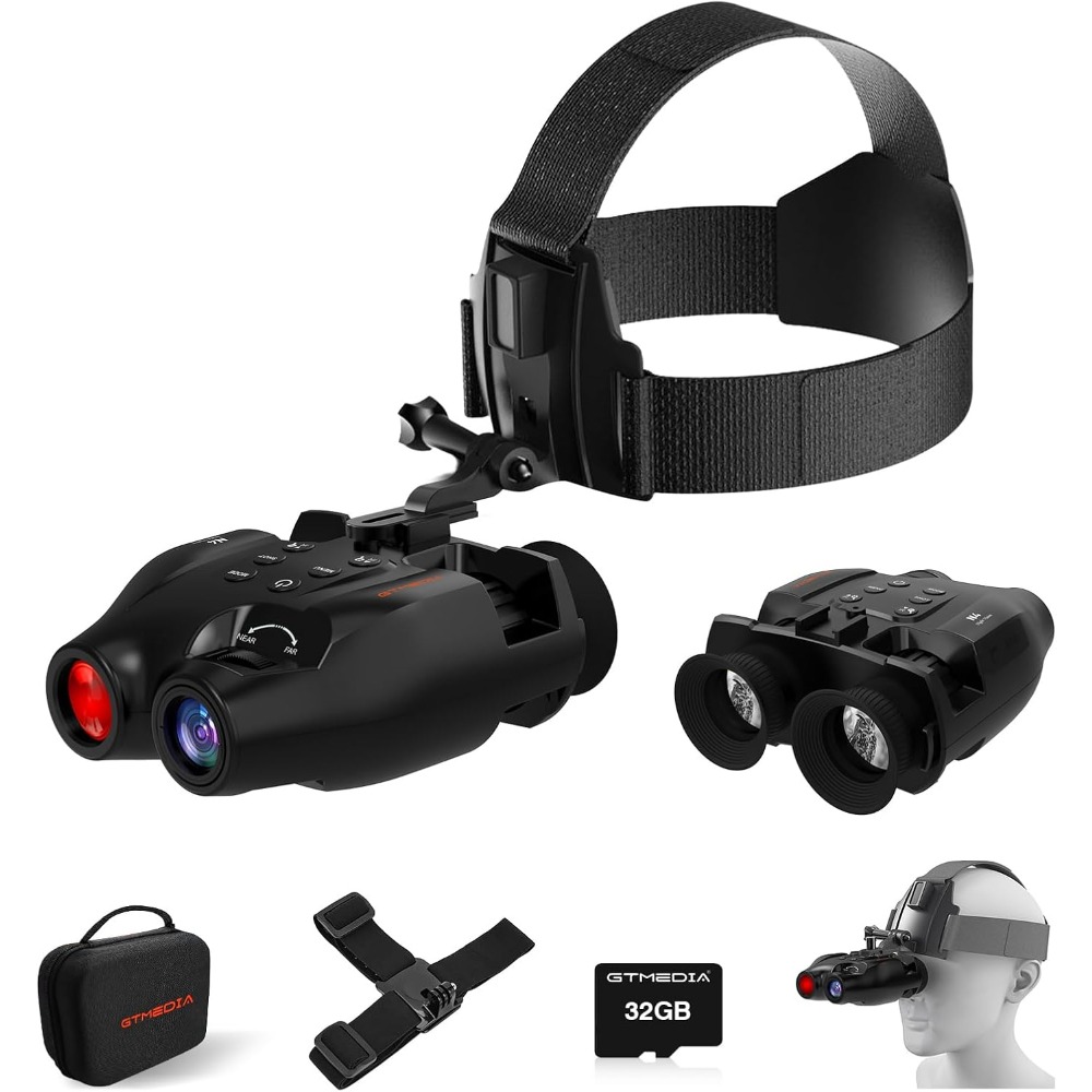 Night vision goggles, 5x digital zoom, HD large screen binoculars, suitable for hunting outdoor observation, 32GB TF card