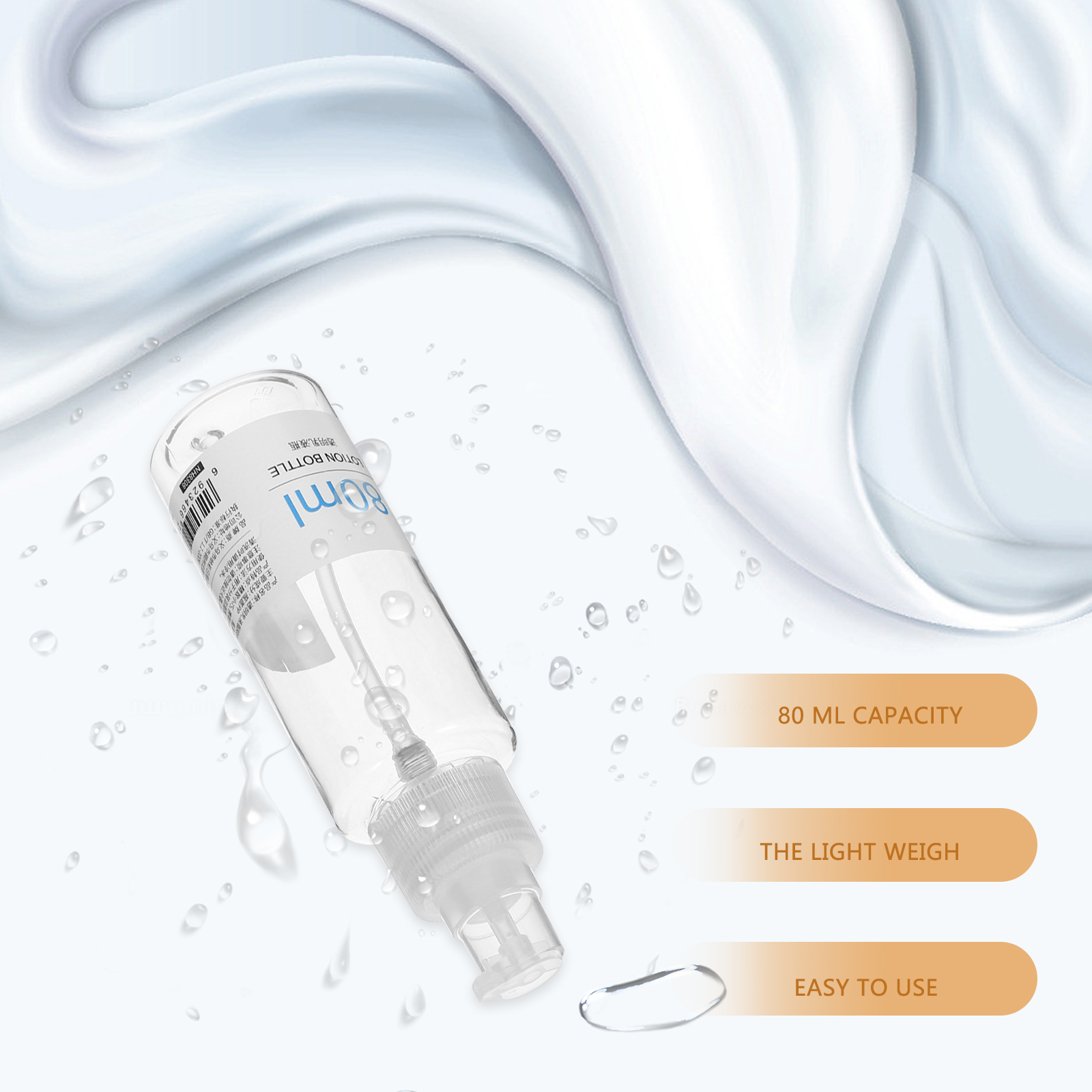 2pcs Travel Size Empty Pump Bottles for Toiletries Lotion Shampoo Dispenser Container Refillable PET Bottles for Travel