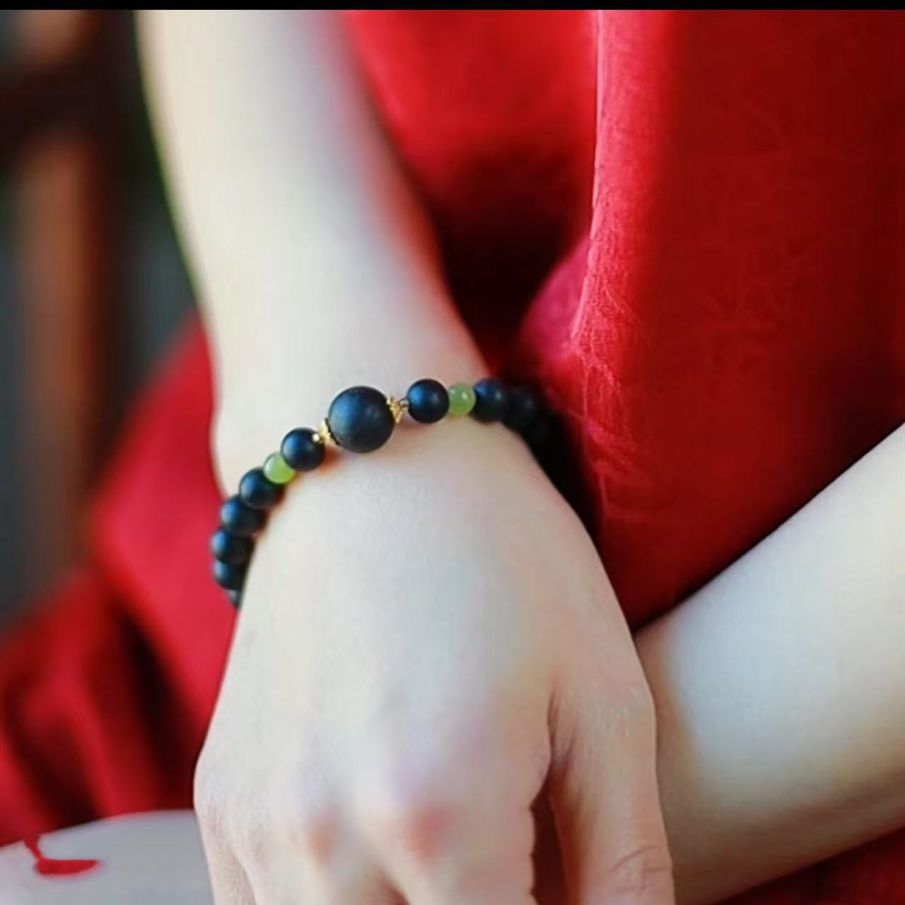 Osmanthus Extract and Fragrant Beads Handmade Rope Bracelet 0.8cm Single Loop Bracelet Handmade Rope Gift Tranquil and Tranquil