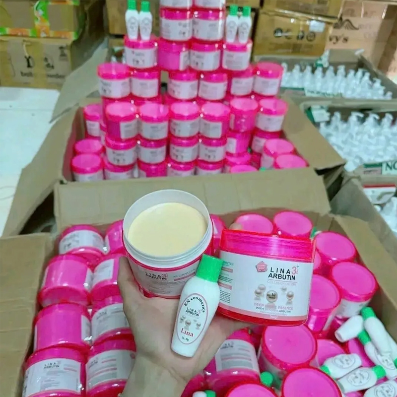 Combo Kem Va Kich Trang da Lina Arbutin Kem Chong Nang Alpha, Deep White Trắng da Ẩm ướt và mịn màng