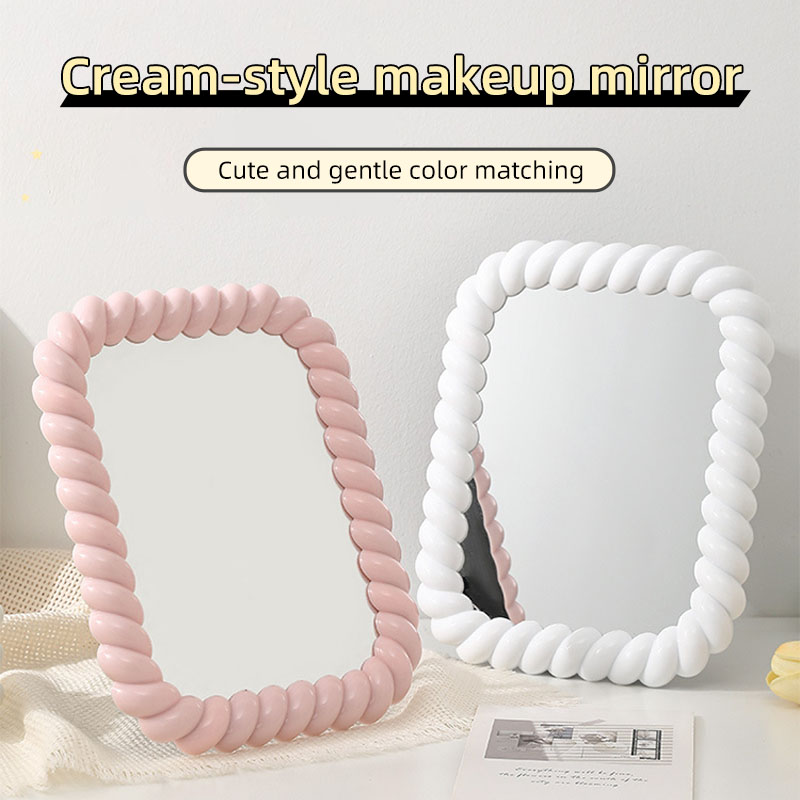 Plastic cream style makeup mirror desktop desktop mirror movable mirror HD dressing mirror portable beauty mirror