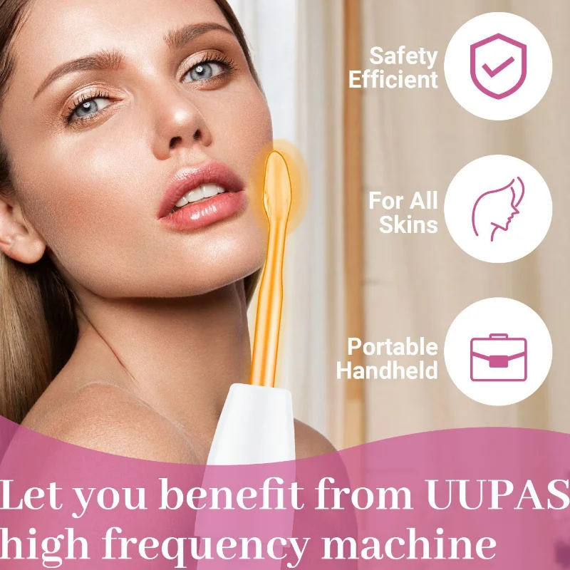 New Glass Tube High Frequency Electrode Rod with Neon Light Electrotherapy Acne and Freckle Removal Home Spa Facial Care Stick