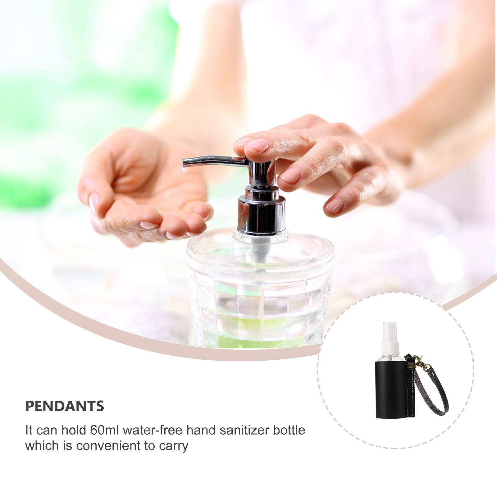 PU 60ml PET Spray Bottle Keychain Holder Travel Shampoo H Lotion Soap Toiletry Cosmetics Condiments Refillable