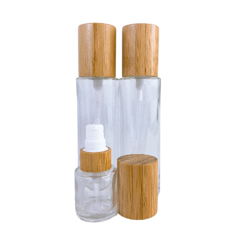 Perfume Serum Spray Bottles With Bamboo Wood Lid Atomizing Sprayer Pump Skin Care Containers Skin Care Packaging Perfume Bottle