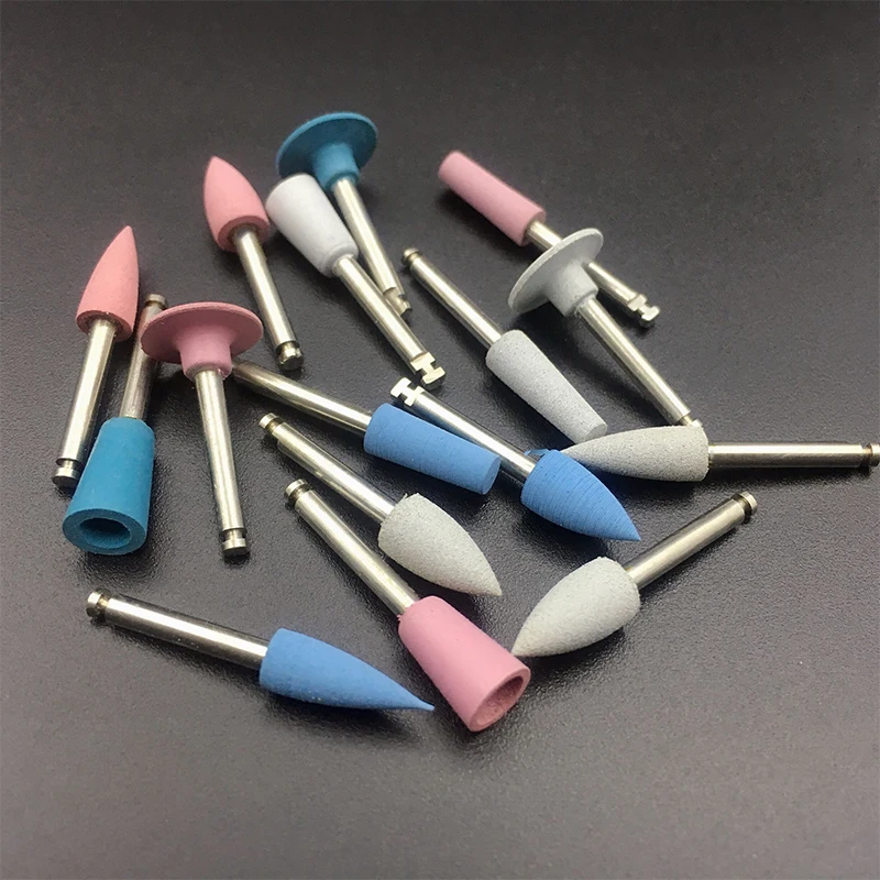10pcs Dental Silicone Grinding Heads Teeth Polisher for Low-speed Machine Polishing Dental Materials