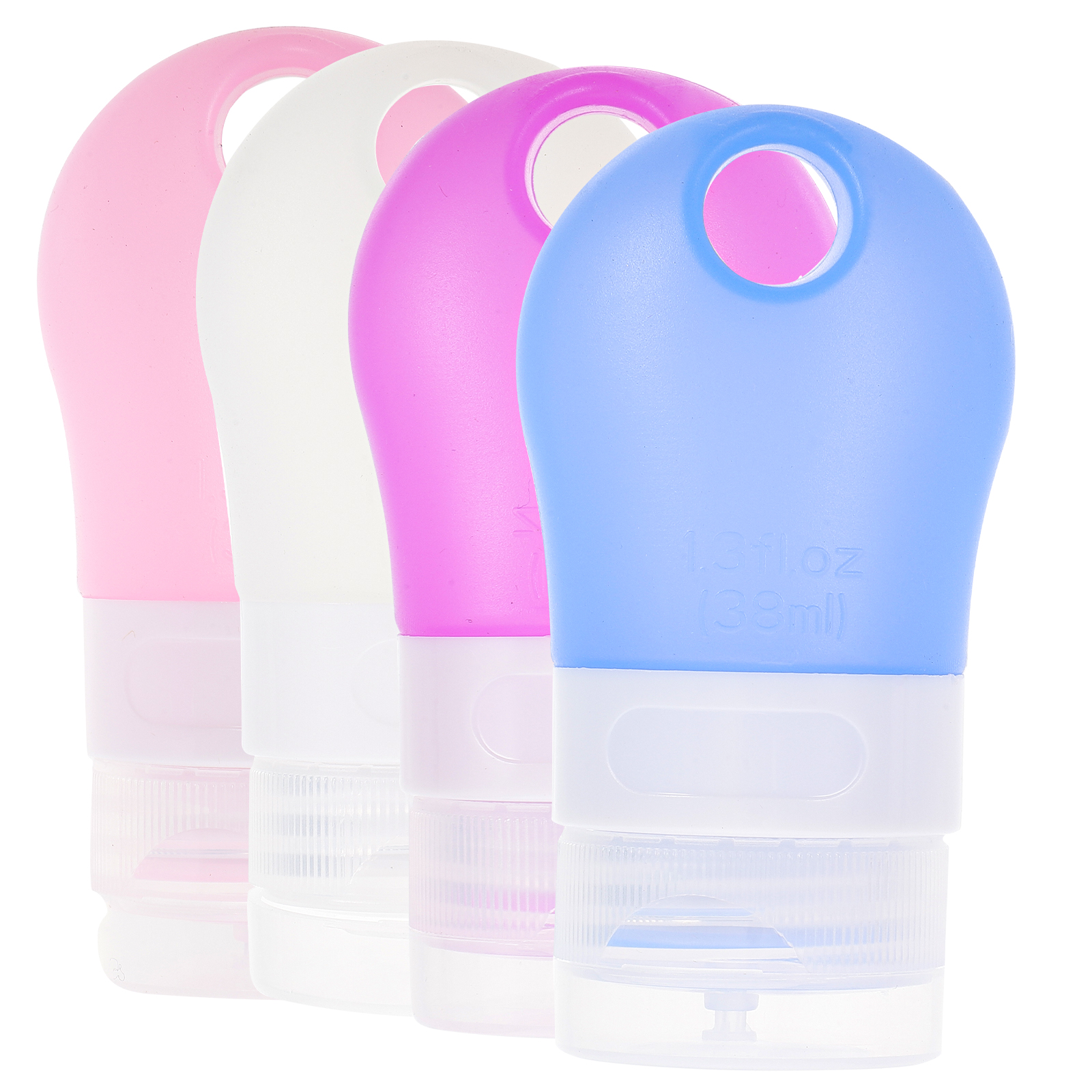 4Pcs Silicone Dispense Bottles Shampoo Container Lightweight Portable Empty Plastic Bottle for Lotion Travel Safe Leakproof