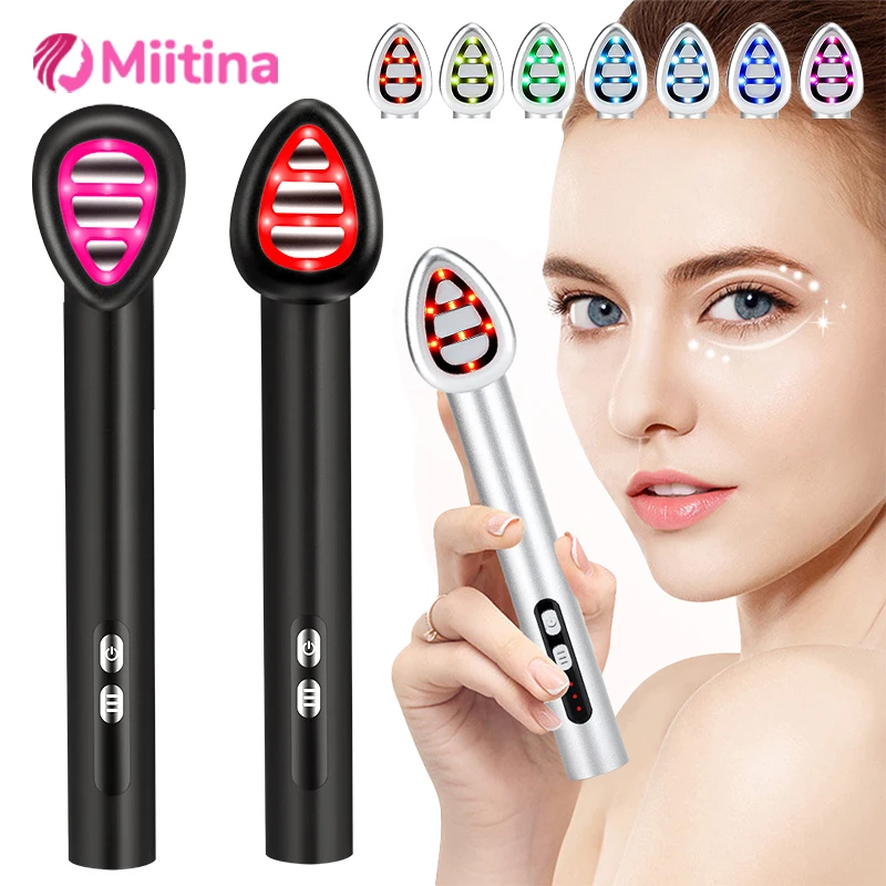 7 Color Microcurrent EMS Eye Beauty Device Lifting Reduce Eye Wrinkles Remove Dark Circles Hot Vibration Beauty SPA Skin Care