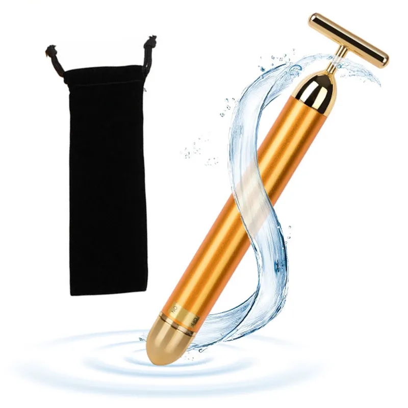 T-Shape 24k Energy Beauty Bar Vibrating Facial Roller Massager Face-lift Devices Skin Tightening Anti-wrinkle Massage Roller