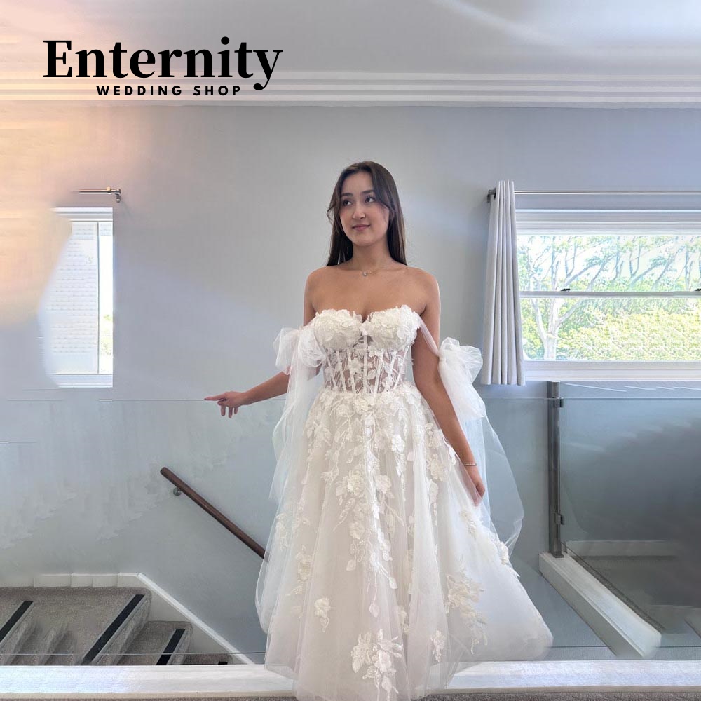 Customized A Line Sweetheart Wedding Dress Floor-length Charming Lace Applique Off The Shoulder Bridal Gown Vestidos De Novia