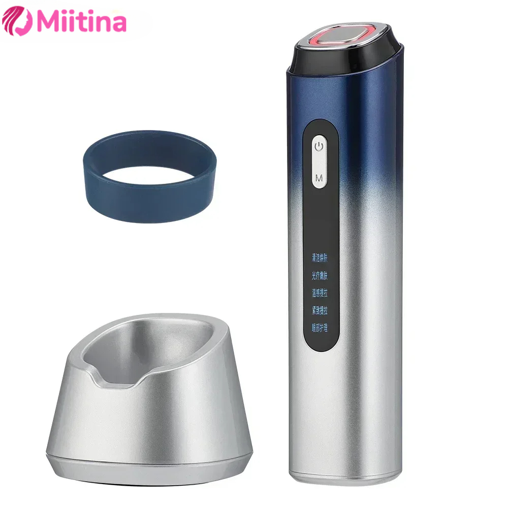 Phototherapy Skin Rejuvenation Beauty Device Facial Cleansing Massage Device Red Blue Light Hot Compress Introduction Device