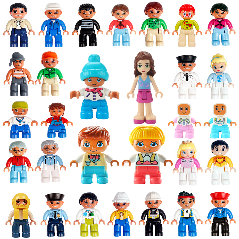 Big Building Blocks Occupation Role Doll Doctor Police Compatible Bricks Educational Creative Children Play House Toys Kids Gift