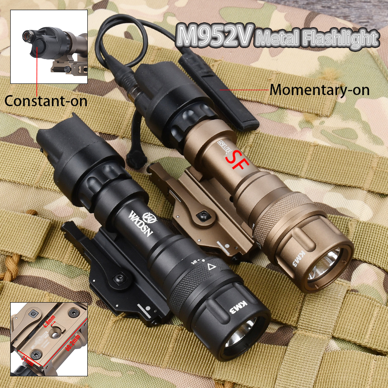 WADSN M952V Metal LED Tactical Flashlight White Light Constant/Momentary/Strobe Outdoor Tactical hunting Weapon Lamp SF Mark