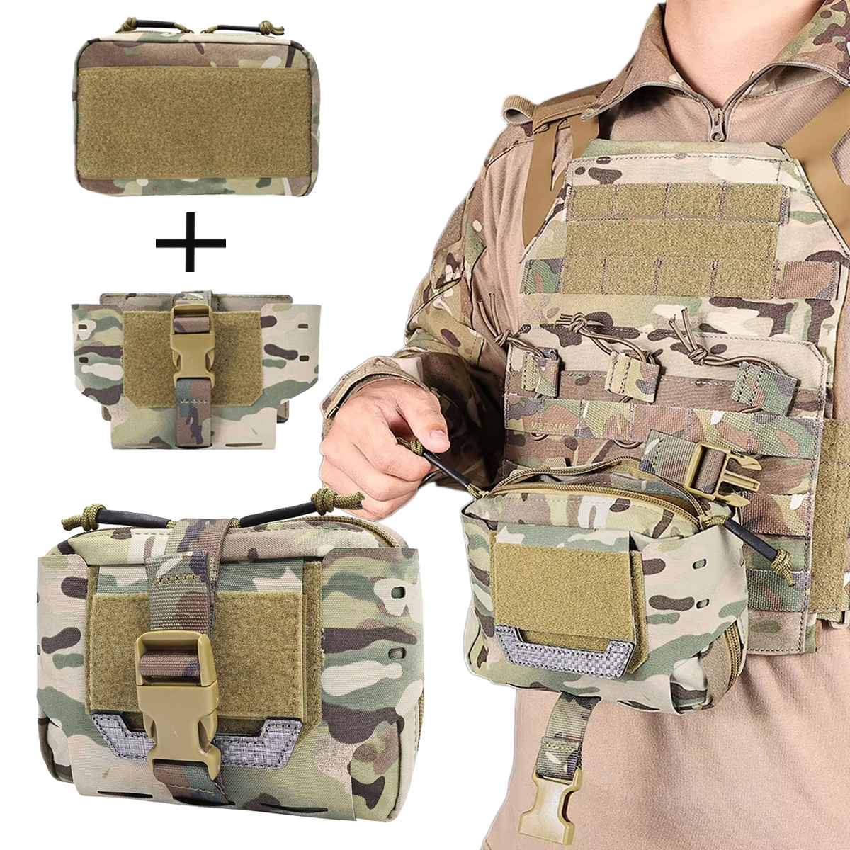 Tactical Laser Cut MOLLE Medical Kit Outdoor Hunting Quick Access Field Survival Bag Outdoor Multi-function Accessory Pack