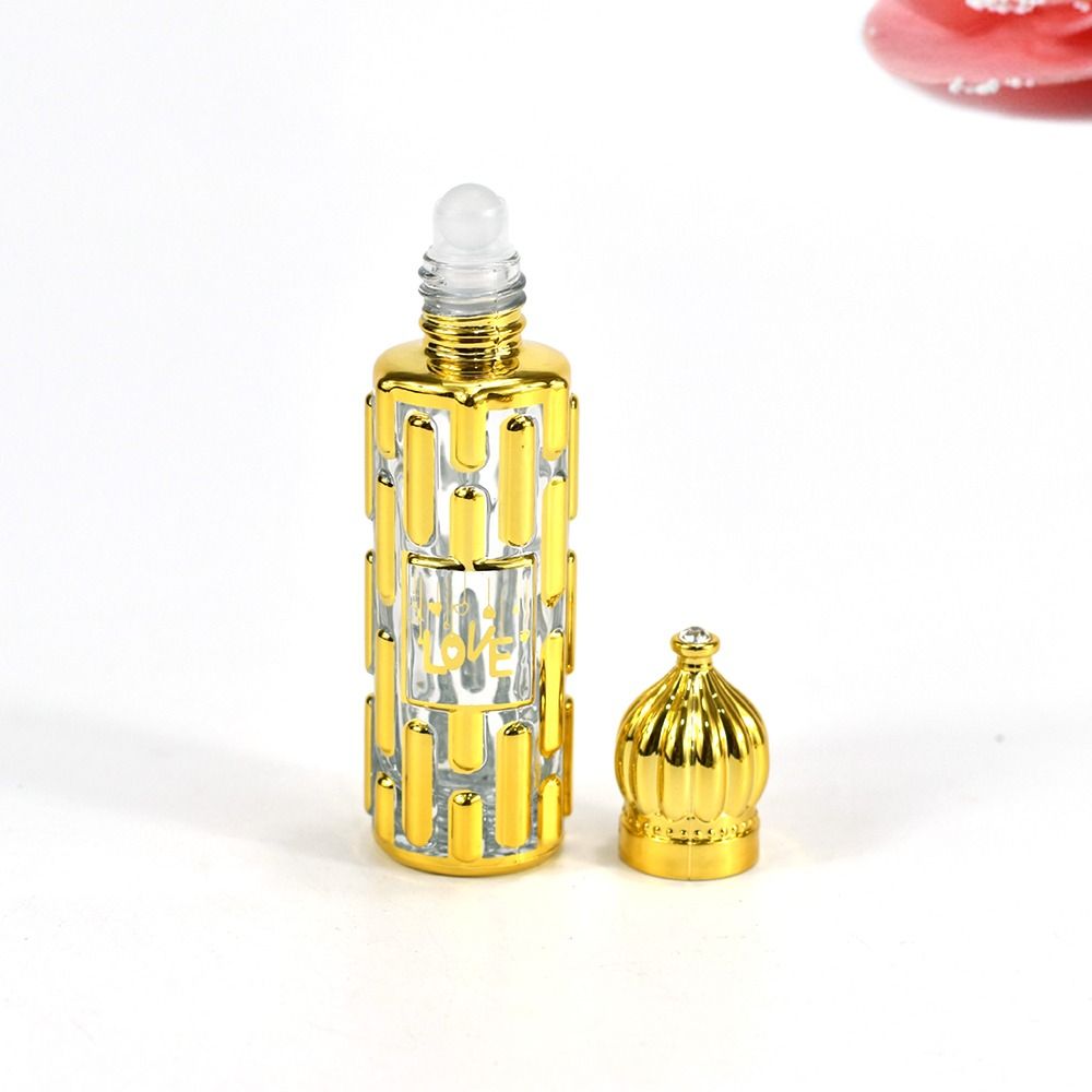 Vintage Bottles Luxury 15ml Essential Oil Bottles Glass Roller Ball Bottles Gold Bronzing Roll-on Bottle Cosmetic Container