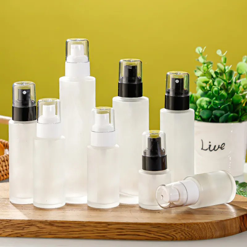 20-120ML Empty Frosted Glass Travel Lotion Hand Soap Bottles Refill Perfumes Atomizer Alcohol Containers with Fine Mist Sprayer