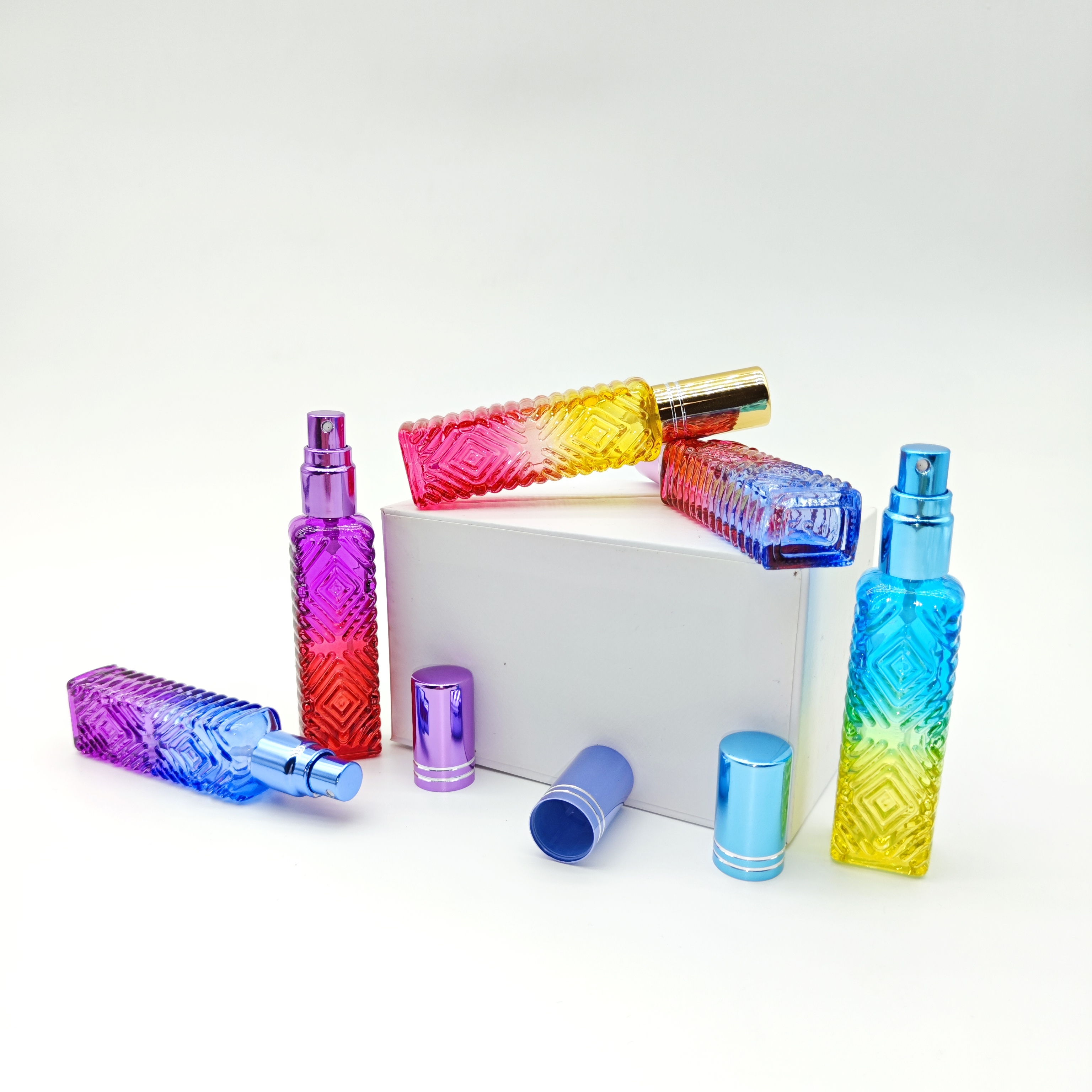 10Pcs No Brand 12ml Glass Perfume Empty Bottle Colorful Perfume Bottle High End Glass Spray Bottle