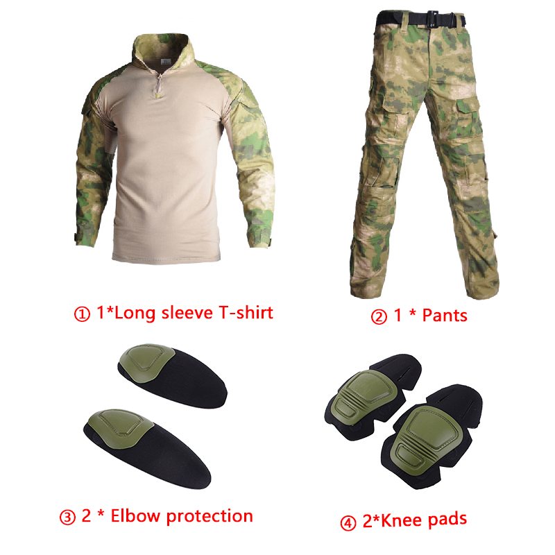 Men's outdoor hiking sportswear military tactical hunting camouflage suit sniper top+pants two-piece outdoor camping equipment