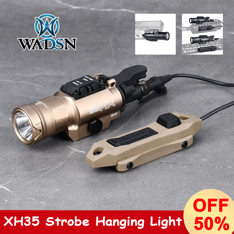 WADSN TacticaFlashlight XH35 Strobe Hanging Light Pistol Gun Strobe LED Light Fit 20mm Rail Airsoft Hanging Hunting Flashlight ﻿