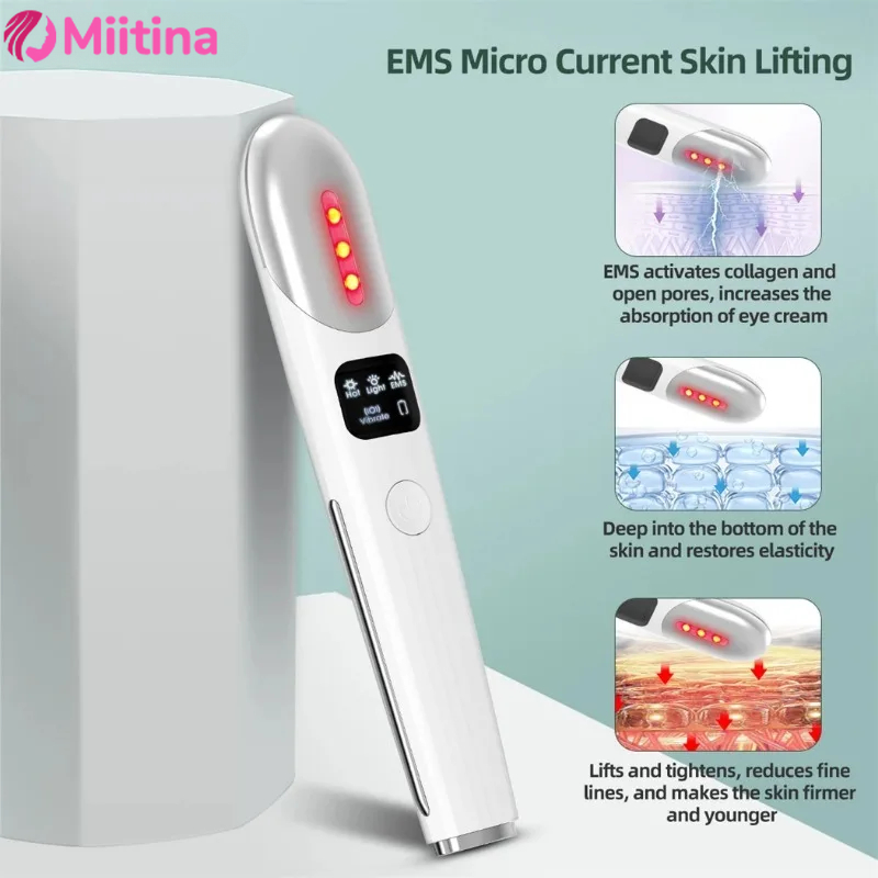 Eye Massager Electric Vibration Pen Facial Neck Eye Massager Skin Tighten Anti Aging Eye Wrinkle Lip Lines Removal Beauty Device