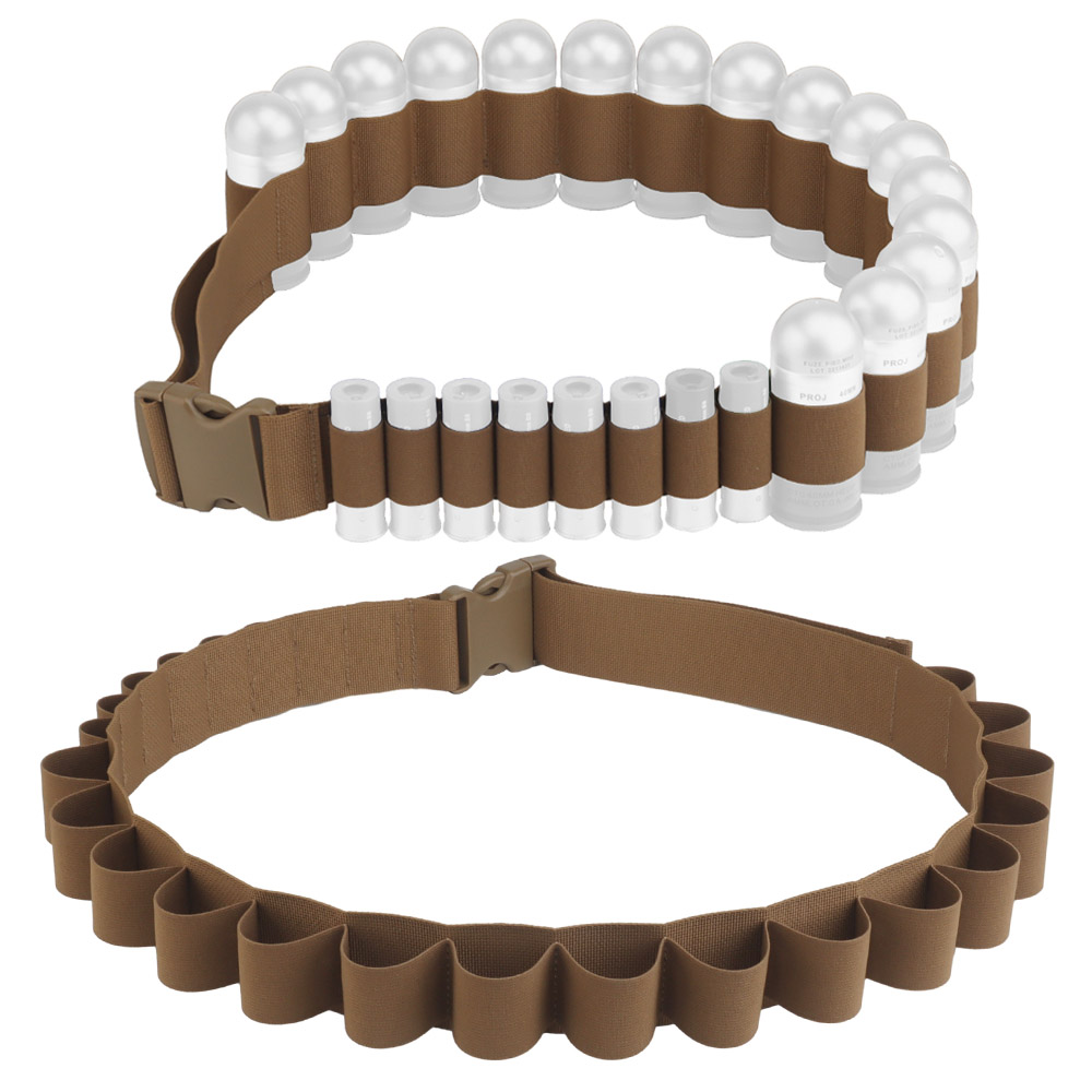 Round Shotgun Shell Bandolier Belt for 16x40mm Grenade Shell Bandolier with 8x12 GA Shotgun Ammo Holder Airsoft Mag Pouch