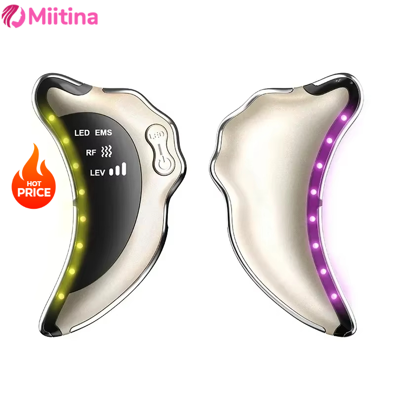 Electric High Frequency Apparatus Color Light Gua Sha Tools EMS Facial Lifting Neck Beauty Apparat Vibration Massage Apparatus