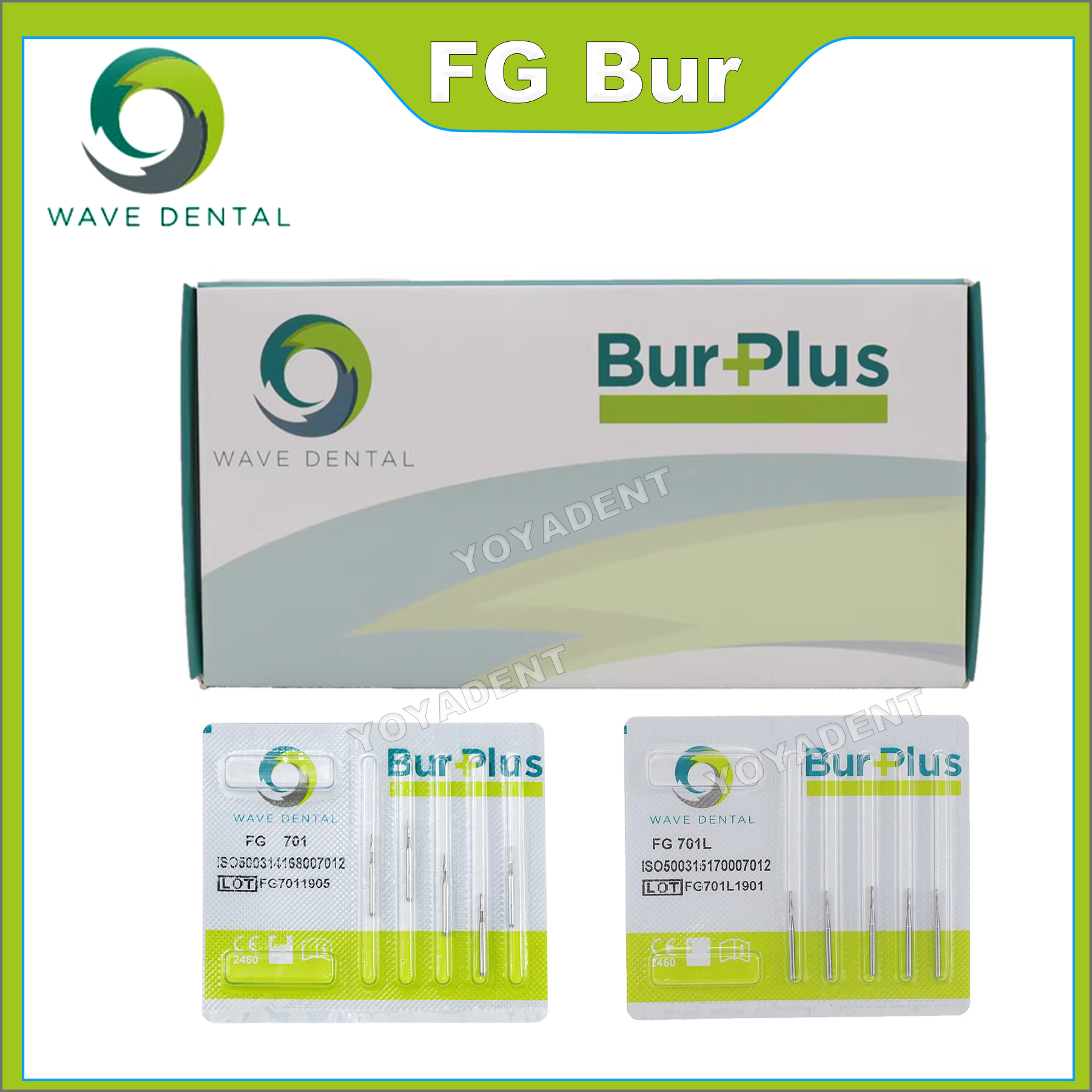 WAVE Dental Burs Dental Tungsten Carbide Burs Dentistry Drill FG High Speed Handpiece Burs Dia.1.6mm  5Pcs/Pack Dentist Tools