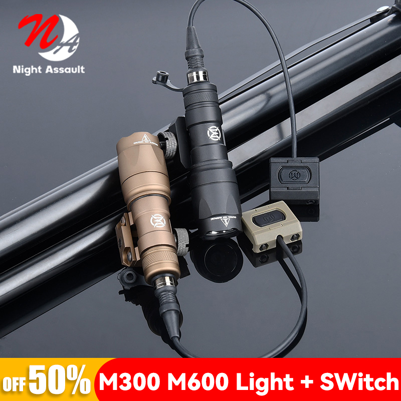 WADSN Tactical Surefir M600 M300 Airsoft Flashlight Scout Light modbutton switch Mlok Keymod Rifle White LED Hunting Weapon Lamp