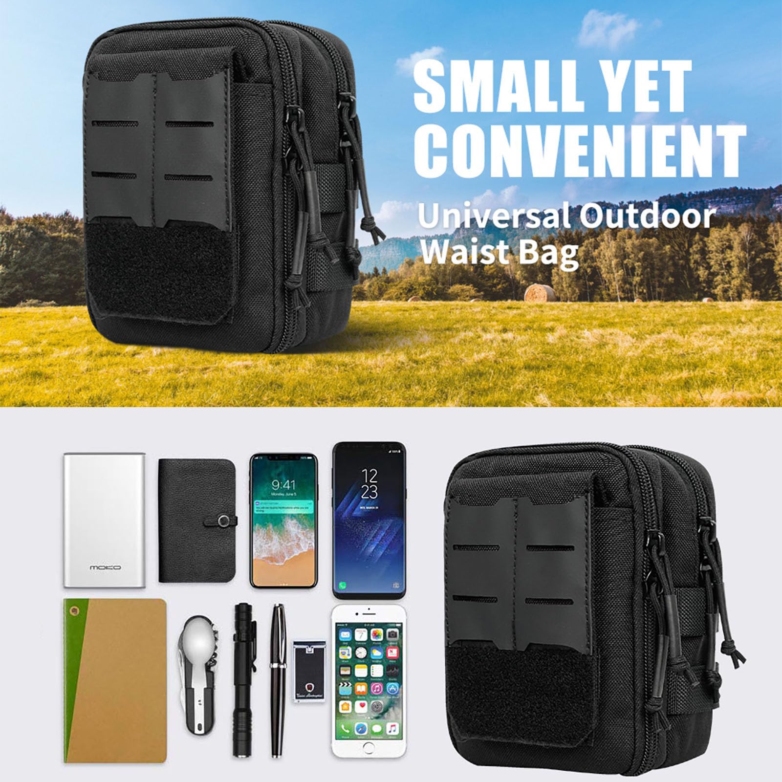 Tactical Waist Pack Multi-functional Outdoor Gear Waterproof Running Kit Adjustable Waist Belt for Workout Travel and Cycling