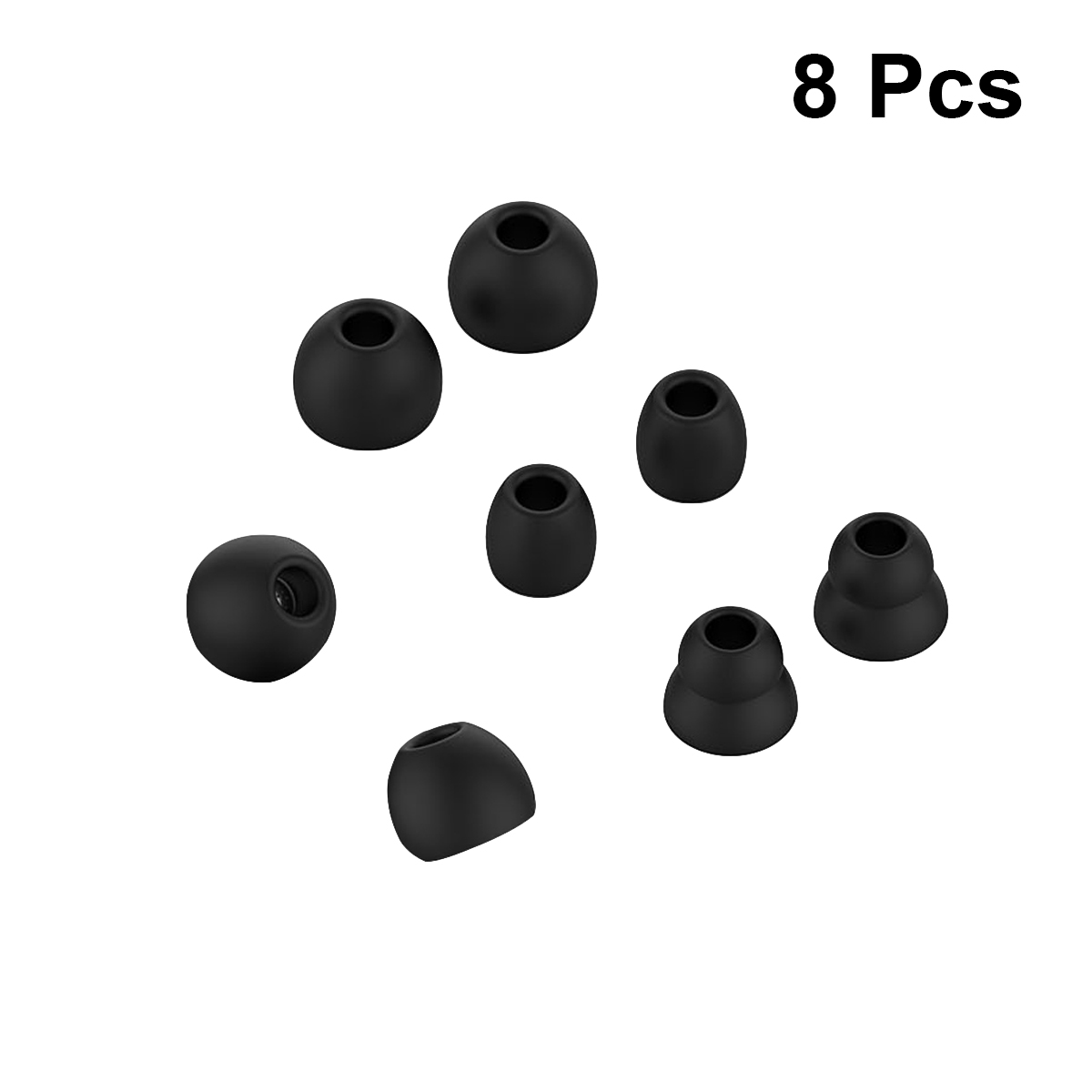 8pcs Silicone Earbuds Tips Earmuffs Earphone Case In Ear Silicone Sleeve Cover for Wireless Headset (Black)