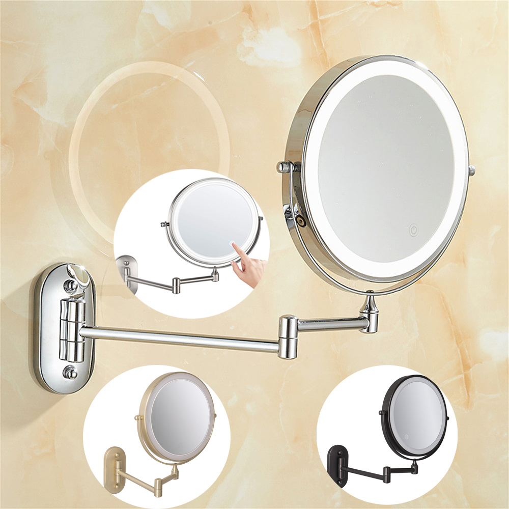 8 Inch Wall Mounted Makeup Mirror USB Rechargeable LED 3 Color Lights Two Sided Touch Switch Intelligent Cosmetic Mirror
