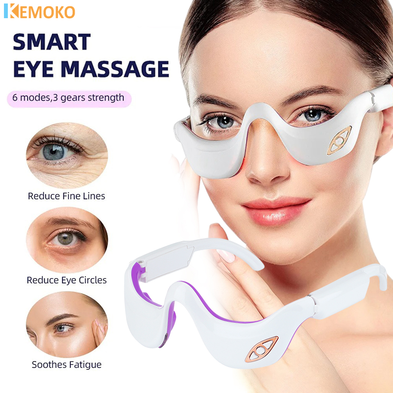 LED Micro Current Pulse Eye Massager Relieves Eye Fatigue Fades Dark Circle Anti Wrinkle Heat Therapy Eye Beauty Device Current