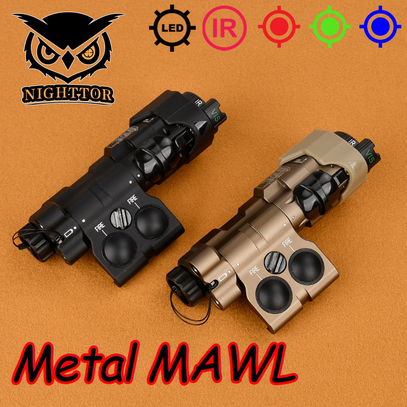 Metal CNC PEQ MAWL-C1 Red Dot Blue Green IR Laser Indicator Airsoft IR Illumination Flashlight Dual Function Pressure Switch