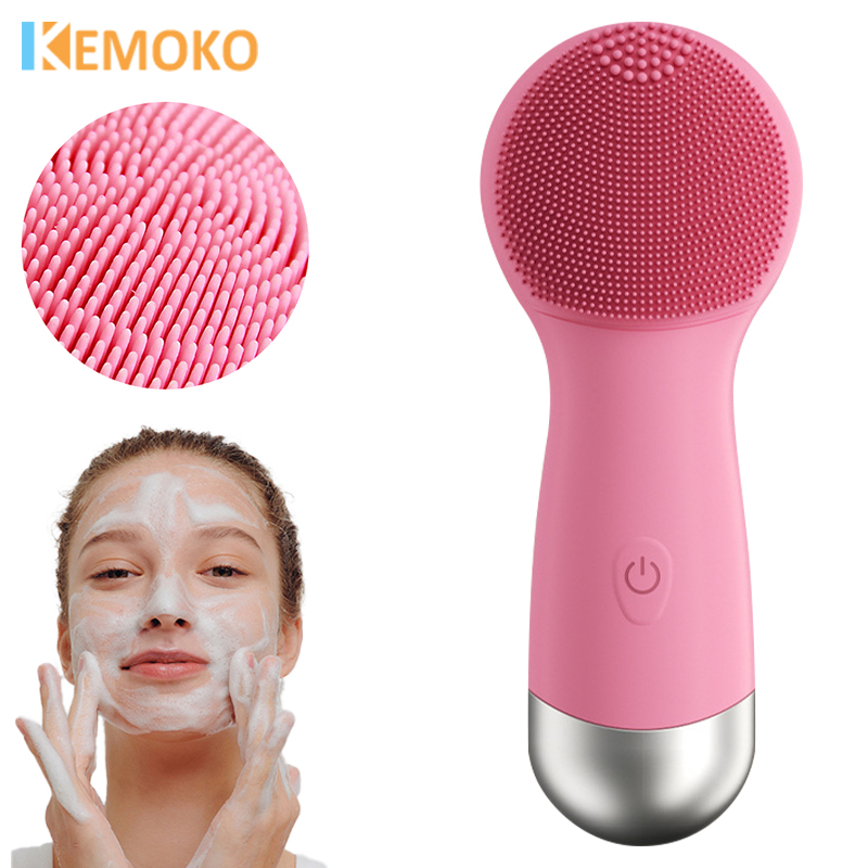 Electric Facial Cleaning Silicone Brush Pore Cleansing Sonic Vibration Massage Brush Head Face IPX7 Waterproof Face Clean Tools