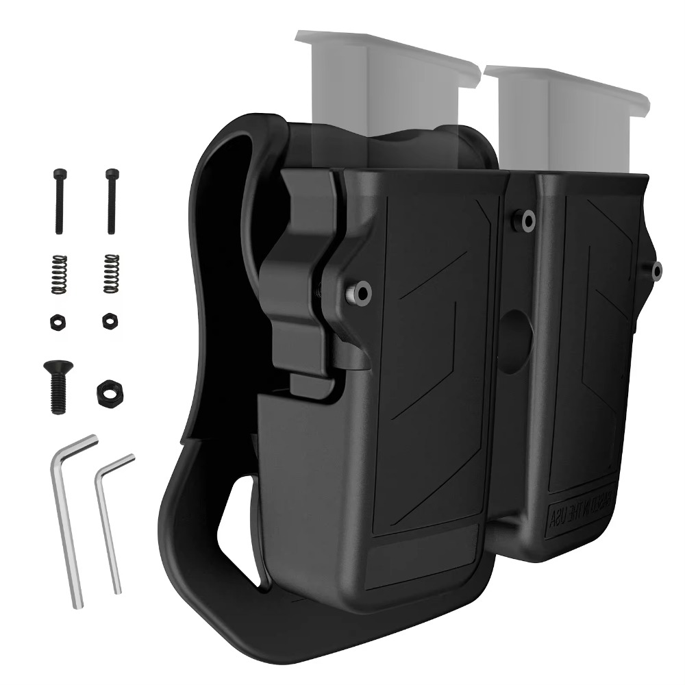 Universal Double Mag Holder for 9mm 10mm .40 .45 Double Stack Pistol Magazine Holster Pouch Hand Gun Carrier Glock G17 G19 1911