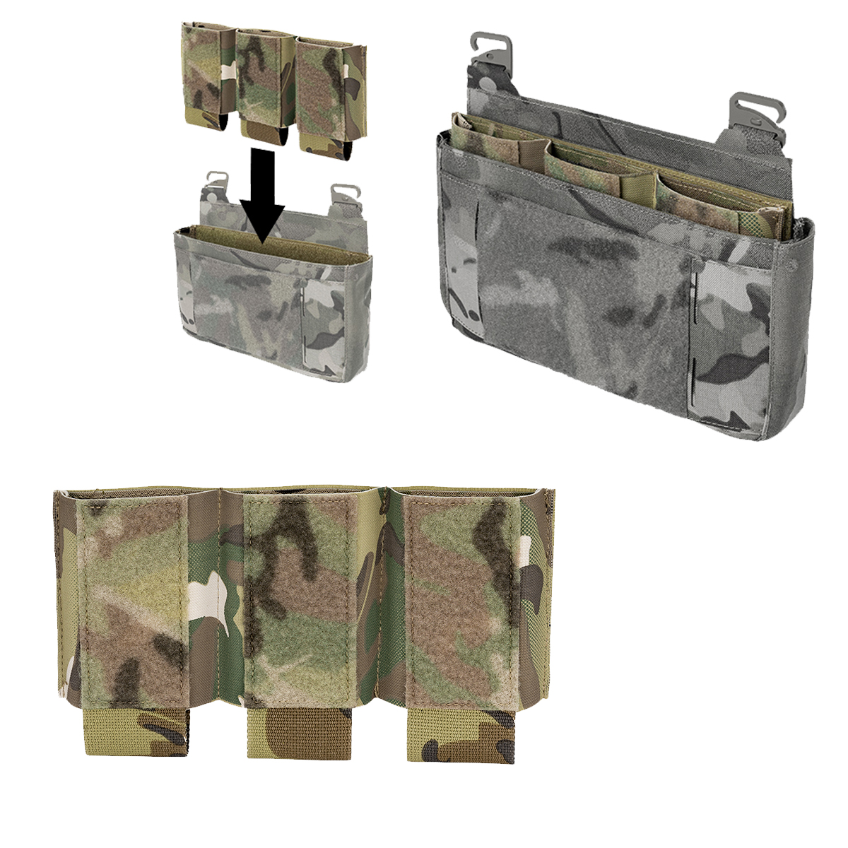 Tactical 5.56 Triple Magazine Pouch ,M4 AR16 Built-in Type Airsoft Mag Bag For Hunting Vest Plate Carrier Front Panel Pouch