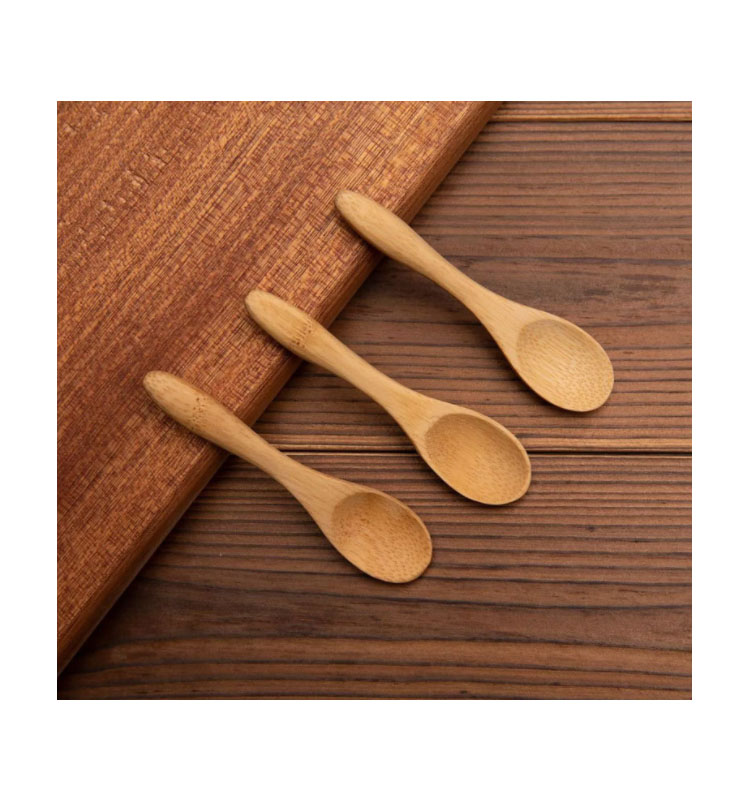 Natural Biodegradable Mini Bamboo Serving Spoon Logo Natural Bamboo Wood Cosmetic Spoon Beauty Skin Care Clay Accessories Tool