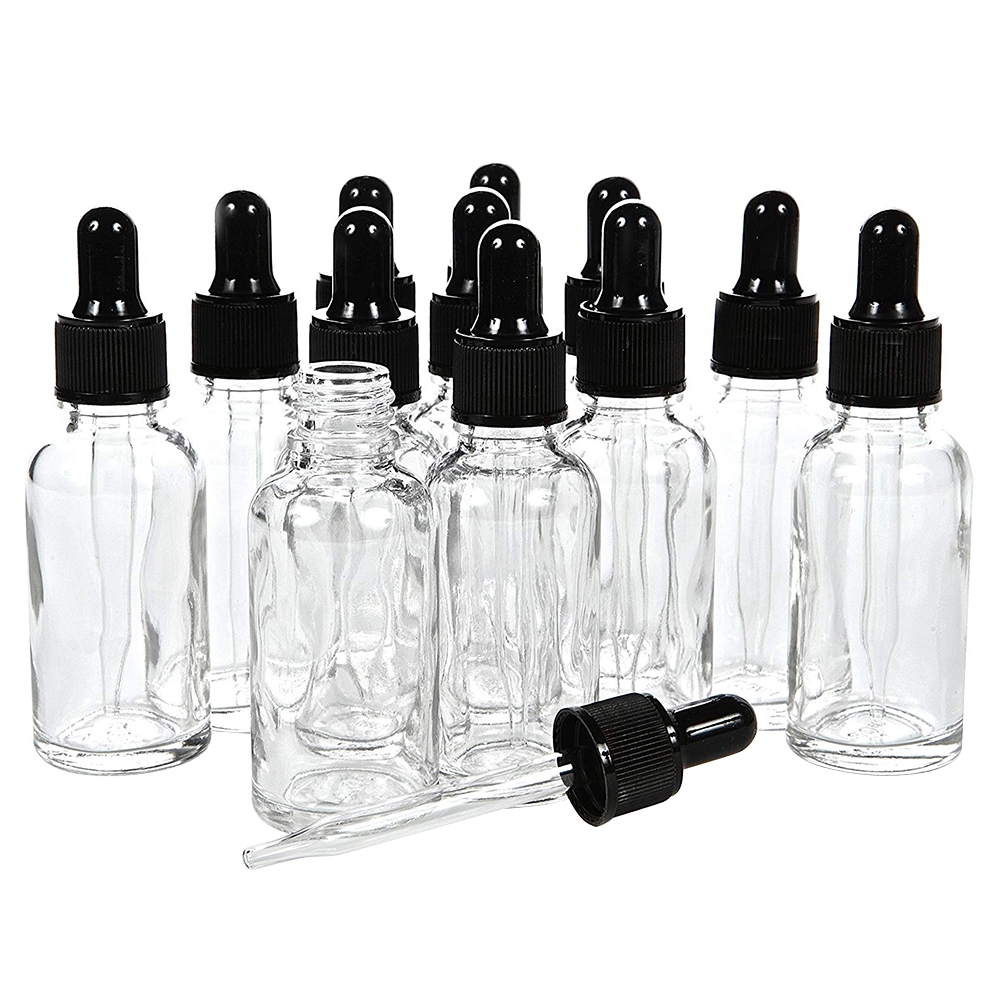 12 Pcs Essential Oil Bottle Glass Dropper Refillable Subpackaging Travel Accessories Transparent Silicone