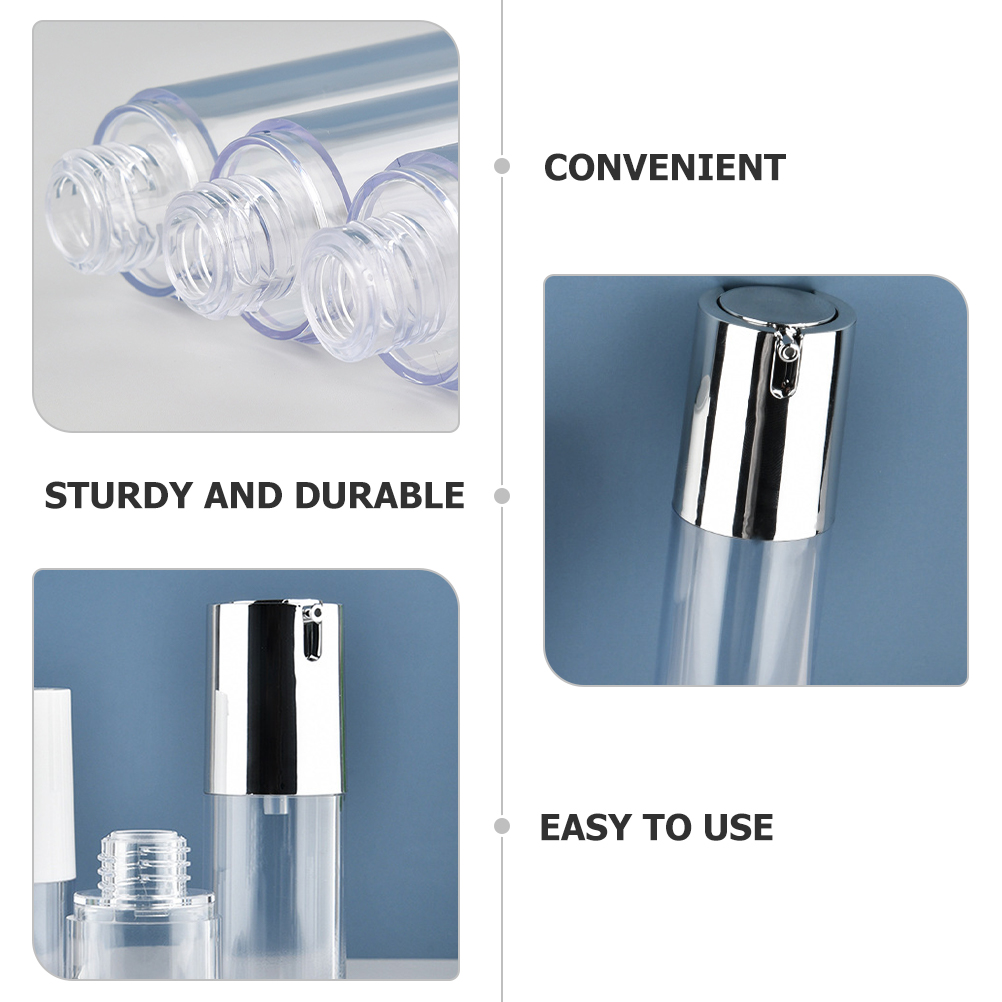 3 Pcs Bottles Makeup Foundations Container Airless Pump Jar Lotion Containers Portable Cream Pp Dispenser Refillable
