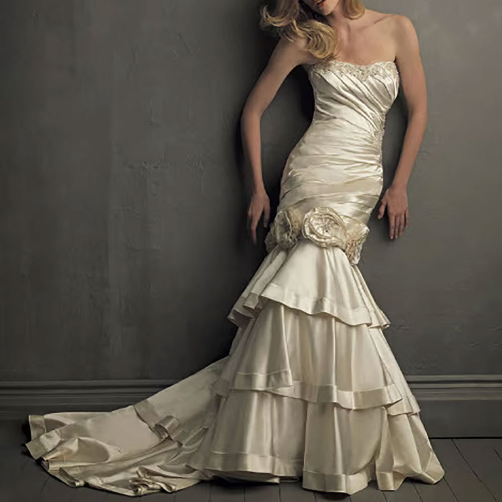 Long Tiered Mermaid Wedding Dress for Women Sweetheart Floor-Length Court Train Elegant Bridal Gown Vestidos De Novia Customize