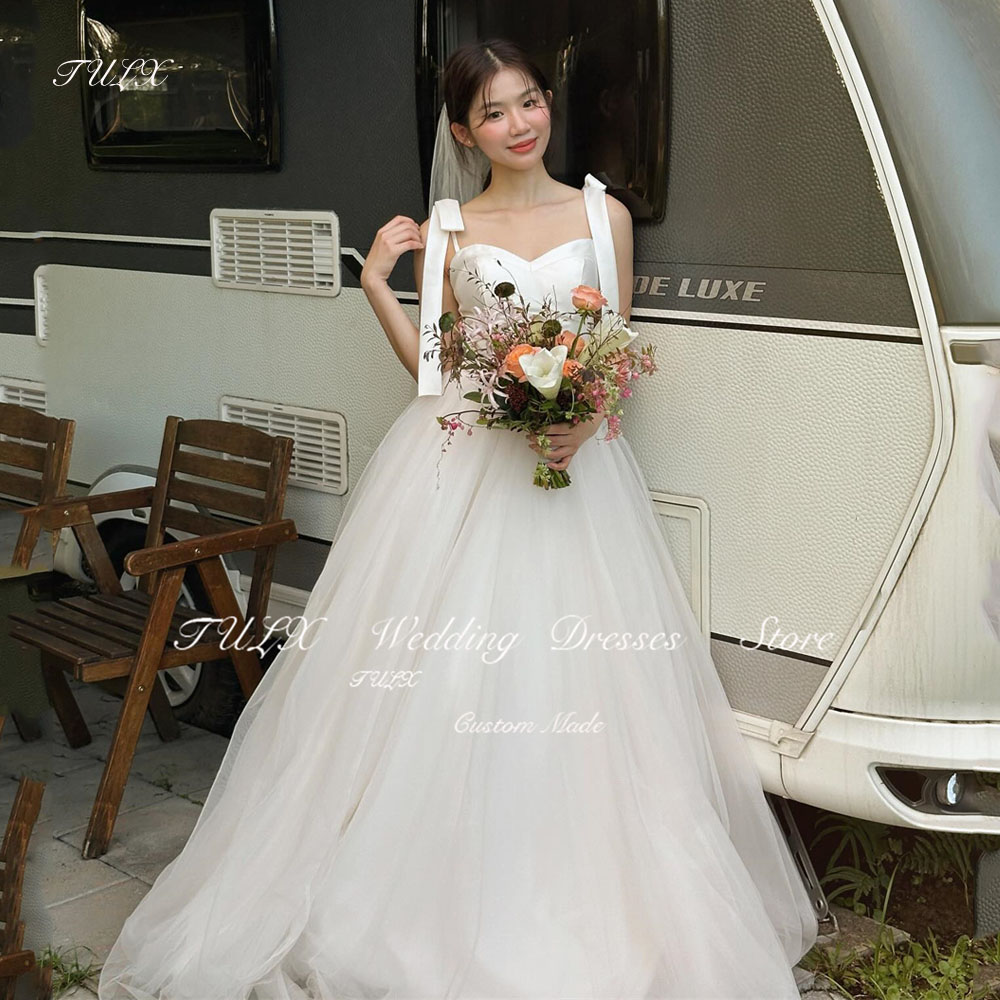 TULX Elegant Sweetheart Strap Korea Wedding Photo Shoot Dress 웨딩드레스 Tulle Floor Length Bridal Gowns Corset Back Custom Made 2025