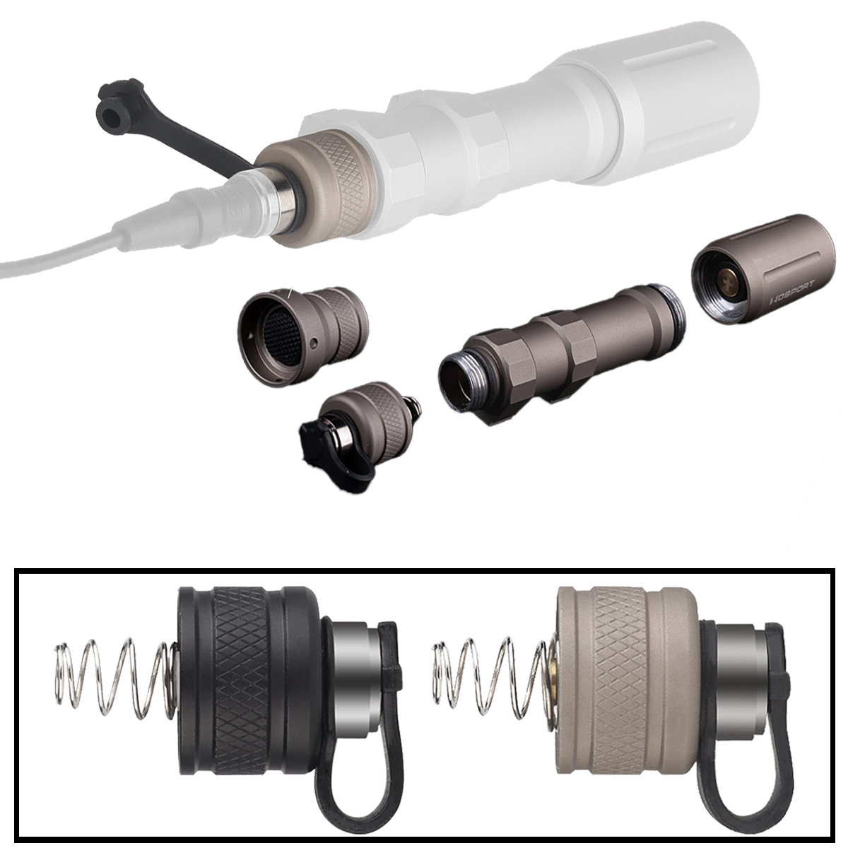 Tactical Flashlight Tail Cap Replace Tail Cover Pressure Switch End Cap for Constant Tail Cover Airsoft Weapon Light Accessiores