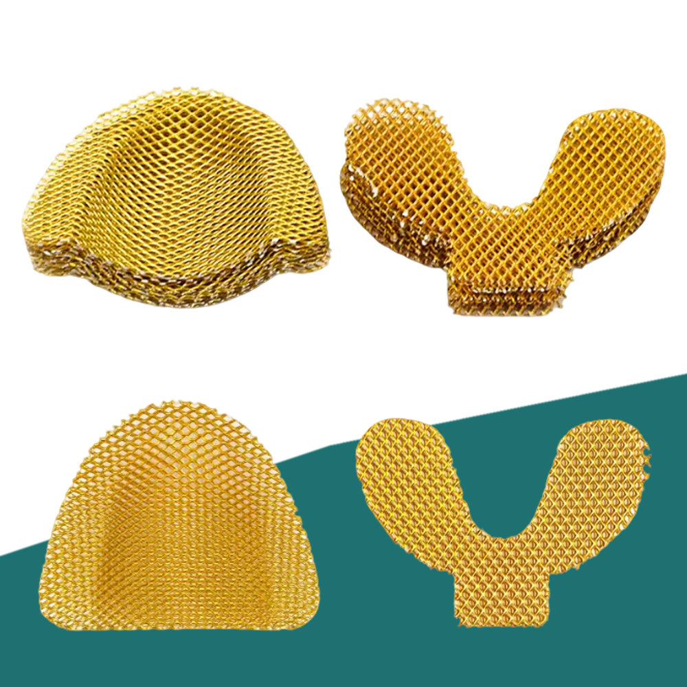 20 Pcs Dental Reinforcement Mesh Golden Metal Palatal Reinforcement Mesh for Upper and Lower Palatal