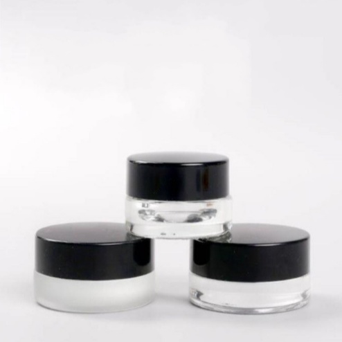 Slant Cosmetic Skin Care Face Glass Jars Pots with Black Plastic Screw Lid Transparent Eye Cream Bottle Frosted Glass Cream Box